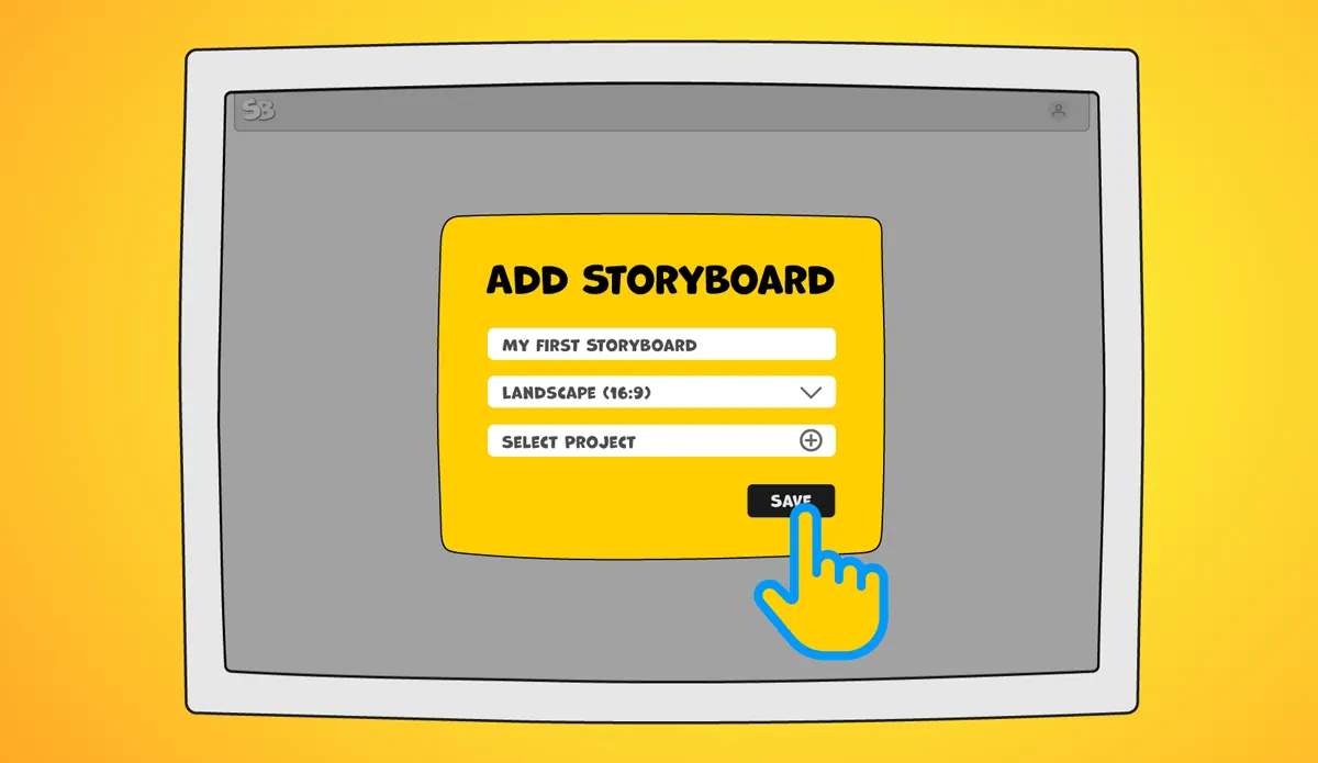 StoryBoom app showing the popup to create a new storyboard