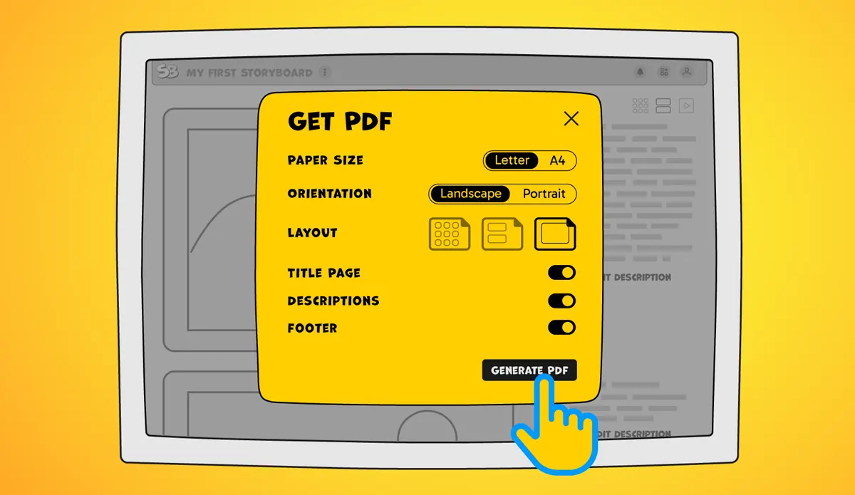 Generating a PDF export of the storyboard in StoryBoom