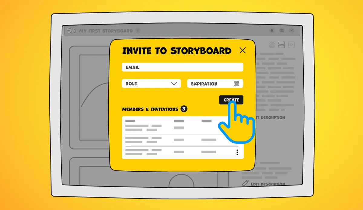 Inviting collaborators to a storyboard in StoryBoom