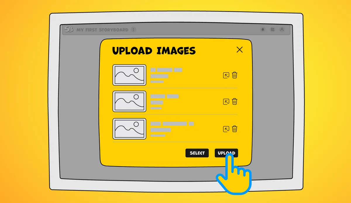 Uploading images and sketches into a StoryBoom storyboard