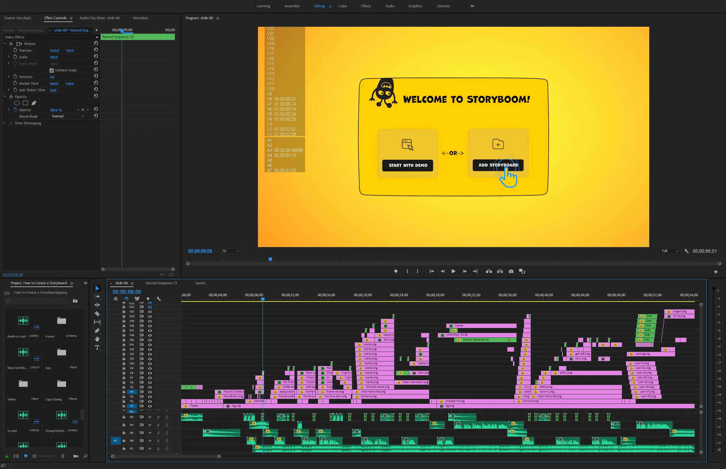 Storybord layout, 12 scenes from StoryBoom