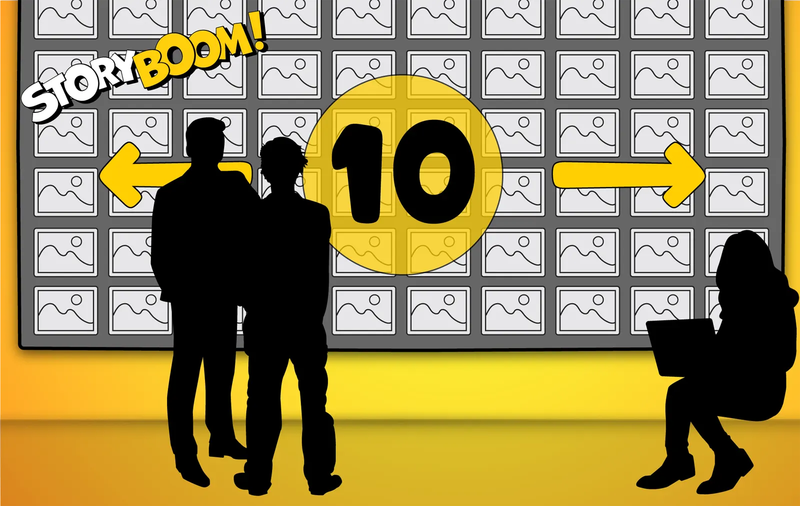 StoryBoom storyboard on huge wall display